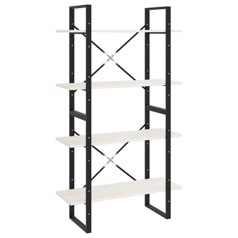 vidaXL 4-Tier Book Cabinet White 31.5"x11.8"x55.1" Solid Pine Wood
