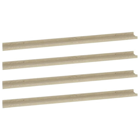 vidaXL Modern Wall Shelves 4 pcs, Sturdy MDF Shelves in Sonoma Oak Finish, Easy-to-Assemble, Ideal Indoor Storage Solutions for Office and Living Room DÃ©cor