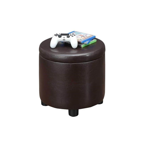 Designs4Comfort Round Accent Storage Ottoman with Reversible Tray Lid