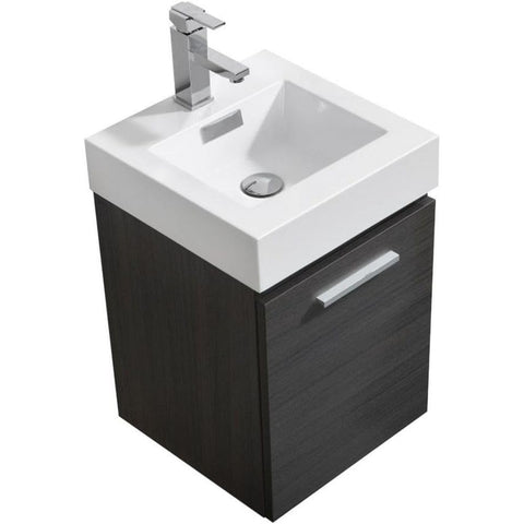 Oakestry 16-Inch Gray Oak Floating Bathroom Vanity Wall Mounted Cabinet with Sink Modern Space Saving Small Bathroom Storage Contemporary Design for Home and Office