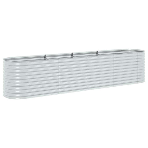 vidaXL Garden Raised Bed Galvanised Steel, Oval Garden Planter for Flowers and Planters, Bottomless Raised Flower Bed, Weather-Resistant, Silver, 157.5"x31.5"x31.9"