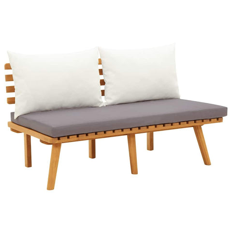 vidaXL Patio Bench 45.3" with Cushions - Solid Acacia Wood - Light Wood & Dark Grey Cushions - Easy Assemble - Outdoor Use