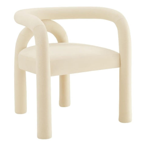 Modway Astrid Upholstered Barrel Dining Chair in Porcelain Performance Velvet – Open Back Velvet Dining Room Chair with Arms – Aesthetic Modern Accent Chair or Vanity Chair