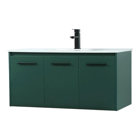 Elegant Decor Penn 40" Aluminum Alloy MDF Single Bathroom Vanity in Green