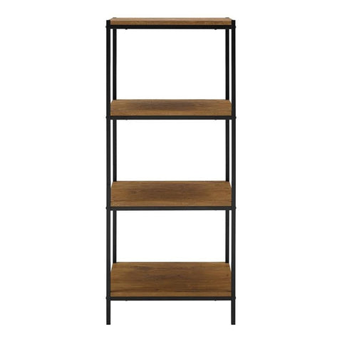 Caffoz 4 Tier Bookshelf Rustic Industrial Bookcase with Modern Open Shelves | RusticBrown Wood Look Accent Furniture Metal Frame | Media Storage Rack Shelf Unit | Living Room