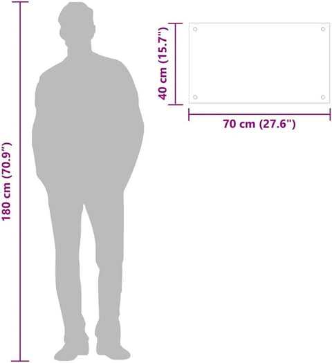 vidaXL Transparent Tempered Glass Kitchen Backsplash - Scratch-Resistant, Heat-Resistant, Easy to Install, Perfect for Modern Kitchen Decor, Dimension 27.6"x15.7"