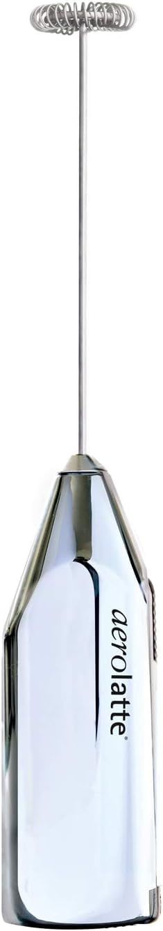 Aerolatte Steam-Free Milk Frother, Polished-Chrome Finish,18/8 Stainless Steel Whisk, BPA-Free Plastic Housing, Batteries Include