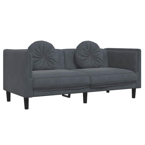 vidaXL 2-Seater Sofa Loveseat - Dark Gray Velvet Upholstered Couch with Cushions - Perfect for Living Room or Office