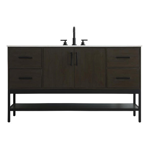 Elegant Kitchen and Bath 60" Single Bathroom Vanity in Mocha Brown