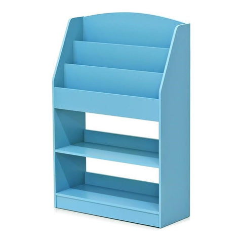 Furinno LOVA Book Shelf, 5-Tier Magazine Bookshelf, Bookcase with Open Shelves Storage, 9.4 x 24.6 x 37, for Living Room, Bedroom, Home Office, Light Blue