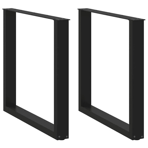 vidaXL Coffee Table Legs U-Shaped - Adjustable Black Steel, Modern Design for Home/Office, 31.5"x28.3"-28.7"
