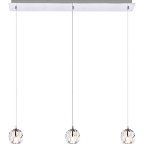 Elegant Lighting Luxurious Eren Adjustable Hanging 3 Lights Pendant for Living Room, Kitchen, Bedroom & Hallway, Chrome