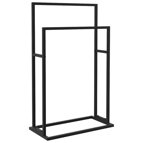 vidaXL Freestanding Towel Rack â€“Industrial Style Black Iron Bathroom Accessory â€“ Robust and Durable â€“ Compact Design for Space-Effective Placement â€“ Ideal for Hanging and Drying Towels â€“ Assembly ...