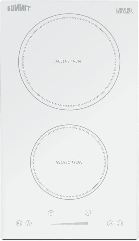 Summit 12" 2 zone Electric Cooktop. 208-240V Induction Cooktop, ADA Compliant, White- SINC2B231W