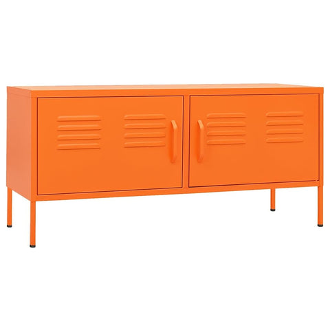 vidaXL Orange Steel TV Stand | Industrial-Style Living Room TV Cabinet | High Load Capacity | Features Cable Management and Levelling