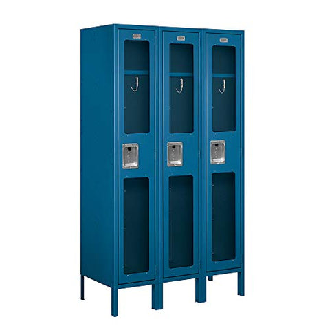 Salsbury Industries S-61355BL-A 12" Single Tier, 3 Wide x 5 Feet High x 15 Inches Deep, Assembled See-Through Metal Locker, Blue