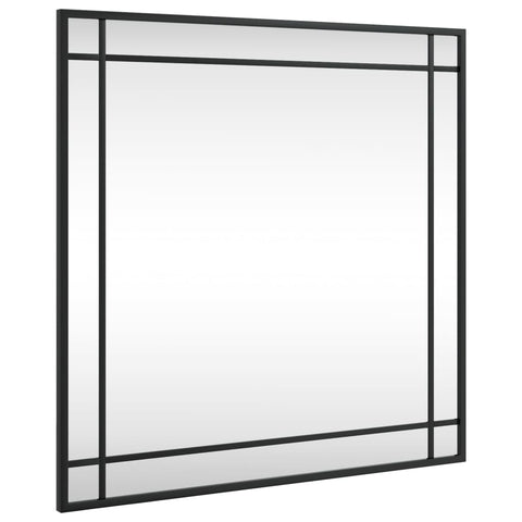 vidaXL Wall Mirror in Black- 23.6"x23.6" Square Design with Powder-Coated Iron Frame, Clear Glass for Bedroom, Living Room, Bathroom, and Hallway