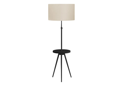 Monarch Specialties 9745, Black, Ivory/Cream Shade, Contemporary Lighting 63" H Tripod Floor Lamp Metal USB, 20" L x 20" W x 55" H
