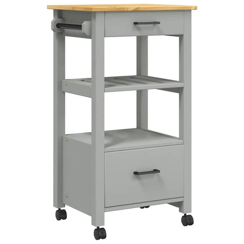 vidaXL Rolling Kitchen Trolley on Wheels - Solid Pine Wood with Ample Storage, Versatile Use for Kitchen/Bathroom/Living Room