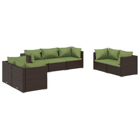 vidaXL Patio Lounge Set 7 Piece, Patio Furniture Set for Outdoor Garden, Sectional Sofa with Cushions, Corner Sofa, Poly Rattan Brown