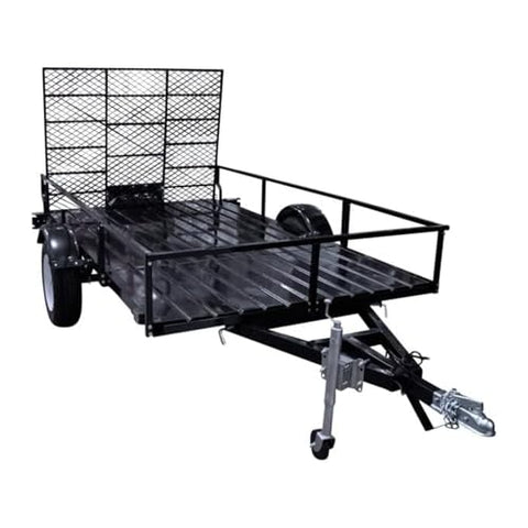 Oakestry 6 ft x 10 ft Single Axle Open Rail Trailer Heavy-Duty Steel Frame, Black UV Powder-Coated Finish 2,000 lb Load Capacity Utility & Equipment Hauler