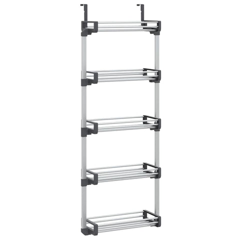 vidaXL Over-the-Door Organizer - 5-Shelf Storage Unit - Versatile Aluminum Structure Applicable to Kitchen, Bedroom, Bathroom - Silver 20.5"x7.9"x53.1" Size