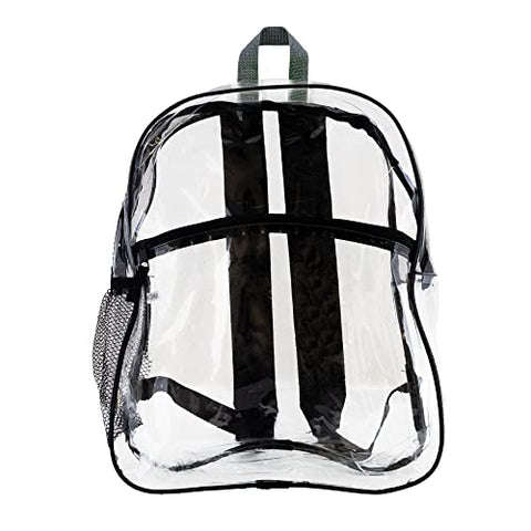 BAZIC PRODUCTS Clear Backpack Clair, Transparent Waterproof School Backpack for Travel Work, Sports & Events, See Through Plastic Bookbag Large Capacity, 15”, 1-Pack