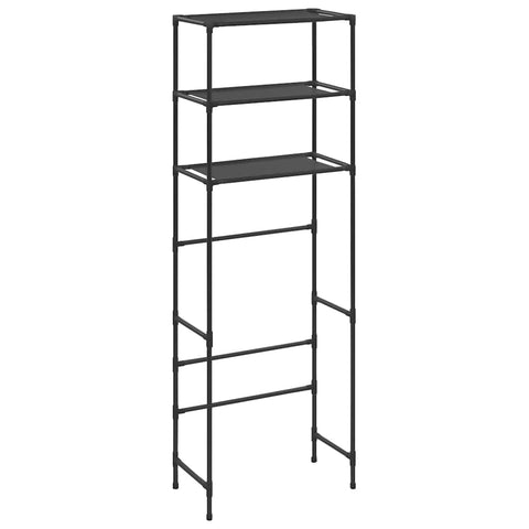vidaXL Over Toilet Storage Rack, 3-Tier Space Saver for Bathroom, Stainless Steel Frame, Black, Dimensions 20.9"x11"x66.5"