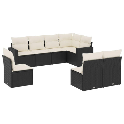 vidaXL Patio Sofa Set with Cushions 8 Piece, Outdoor Conversation Set, Sectional Sofa for Balcony Garden, Patio Furniture, Black Poly Rattan