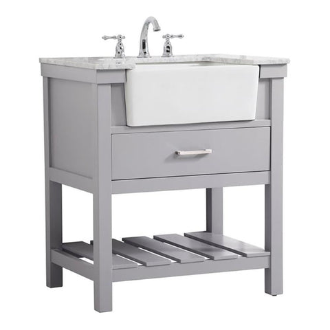 Elegant Decor Clement 30" Aluminum MDF Single Bathroom Vanity in Gray