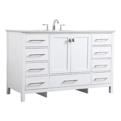 Elegant Kitchen and Bath Irene 54" Solid Wood Single Bathroom Vanity in White