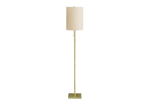 Monarch Specialties I 9759 Lighting, Floor Lamp, 62" H, Brass Metal, Ivory/Cream Shade, Contemporary