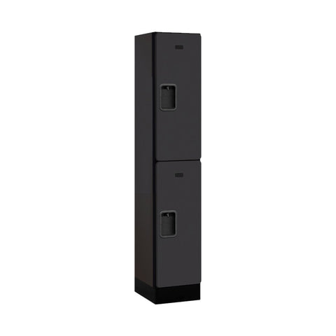 12 Wide Double Tier Designer Wood Locker - 1 Wide - 5 Feet High - 15 Inches Deep - Black