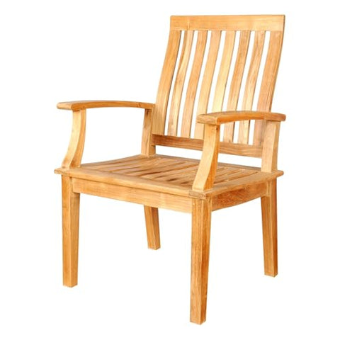 Oakestry Brianna Dining Armchair Solid Teak Outdoor Chair Ergonomic Patio Garden Armchair Weather Resistant Teak Wood Furniture Comfortable Back Support Sustainable Natural Finish Classic Design
