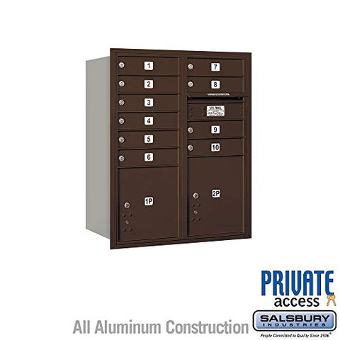 Recessed Mounted 4C Mailbox-37-1/2 H-10 MB1 DRS/1 PL4/1 PL4.5-Bronze-Rear Load-Private