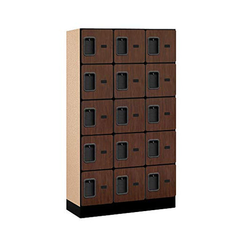 Salsbury Industries Five Tier Box Style Designer Wood Locker, Mahogany, 5' 3" x 15"