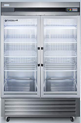 AccuCold ARG49ML Pharma-Vac Performance Series 49 Cu.Ft. Upright Pharmacy Refrigerator with Two Glass Door, Automatic Defrost, Digital Thermostat and Stainless Steel Cabinet