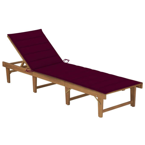 vidaXL Folding Sun Lounger with Cushion, Outdoor Chaise Lounge Chair, Patio Furniture Sunbed for Backyard Porch Yard, Retro Style, Solid Wood Acacia