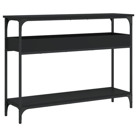 vidaXL Black Console Table with Shelf â€“ Chic Industrial Style Engineered Wood and Metal Hallway Table