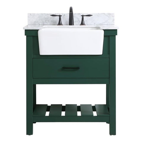 Elegant Decor Clement 30" Wood Single Bathroom Vanity with Backsplash in Green