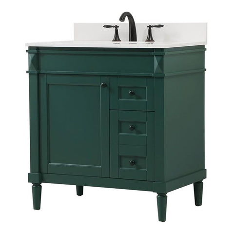 Elegant Decor Indoor Modern Under Sink Bathroom Fixtures Storage Organizer Cabinet 32 inch Single Bathroom Vanity - Green with backsplash