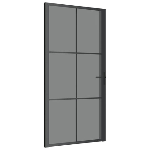 vidaXL Interior Door, Aluminum Frame Glass Door, Inner Door with Alloy Handle for Bathroom Bedroom, 40.4"x79.3" Black ESG Glass and Aluminum