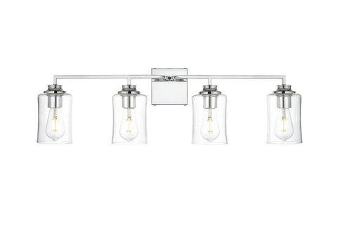 Living District Ronnie 4-Light Iron & Glass Bath Sconce in Chrome/Clear