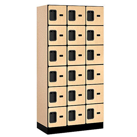 12 Inch Wide Six Tier Box Style Designer Wood Locker - 3 Wide - 6 Feet High - 18 Inches Deep - Maple