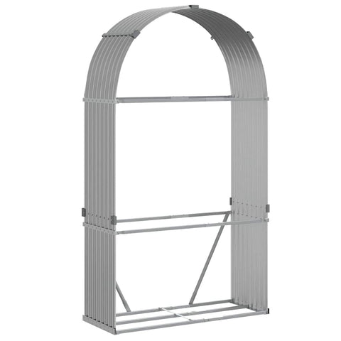 vidaXL Log Holder, Patio Deck Firewood Rack Wood Storage, Log Holder for Outdoor Indoor Fireplace, Light Gray 47.2"x17.7"x82.7" Galvanized Steel