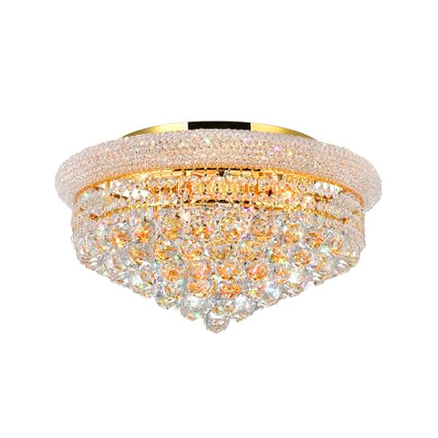 CWI Lighting Crystal 20" Gold Flush Mount Light for Bedrooms Dining Rooms Living Rooms Entryways, 8-Light with E12 Bulb Base