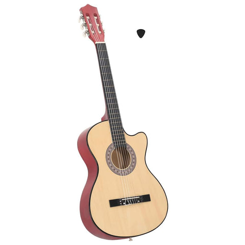 'vidaXL Western Acoustic Cutaway Guitar - 6-String 38" Basswood Guitar with Lightweight Design and Resistant Nylon Strings for Beginners and Amateurs