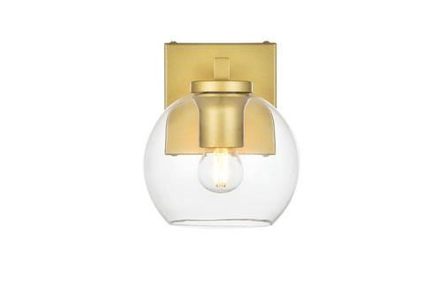 Living District Juelz 1-Light Iron & Glass Bath Sconce in Brass/Clear
