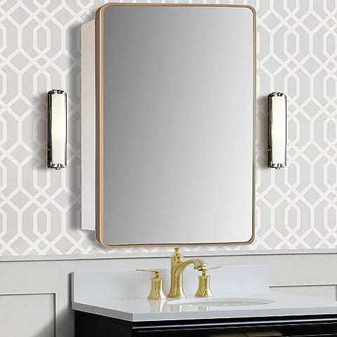 Bellaterra Home 8821-MC-GD RectangularMetal Frame Medicine Cabinet Brushed Gold