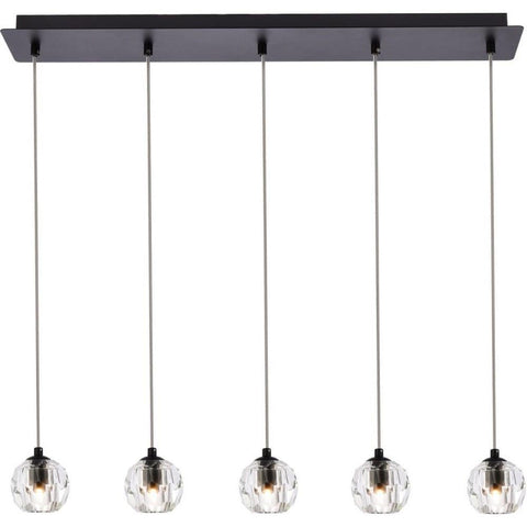 Elegant Lighting Eren 5-Light Stainless Steel and Glass Pendant in Black